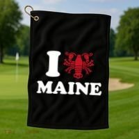 I Love Maine Heart As Lobster Golf Towel thumb 1
