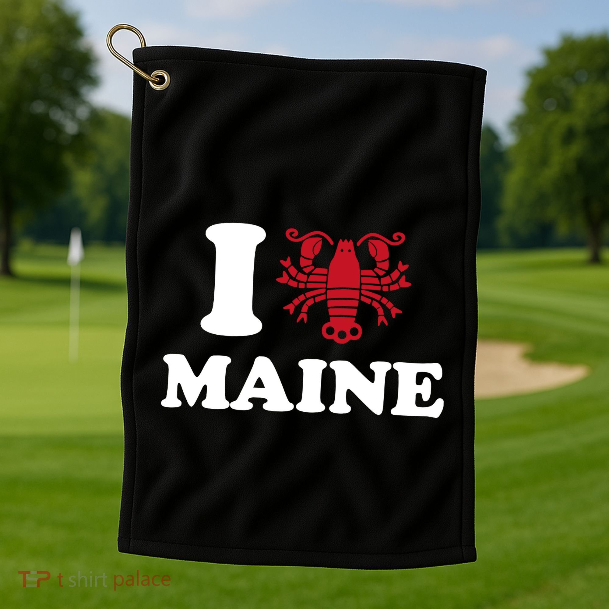 I Love Maine Heart As Lobster Golf Towel
