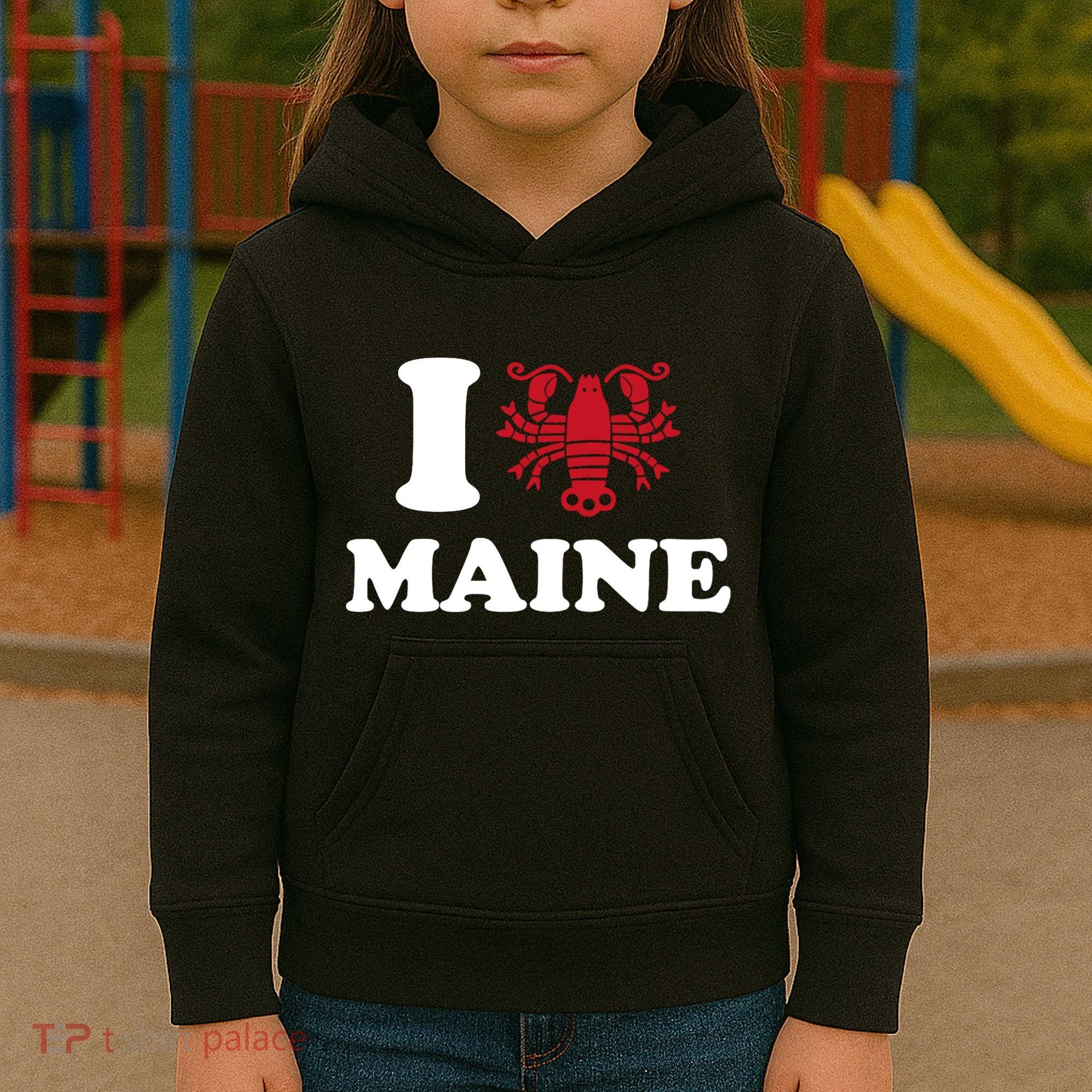 I Love Maine Heart As Lobster Kids Hoodie