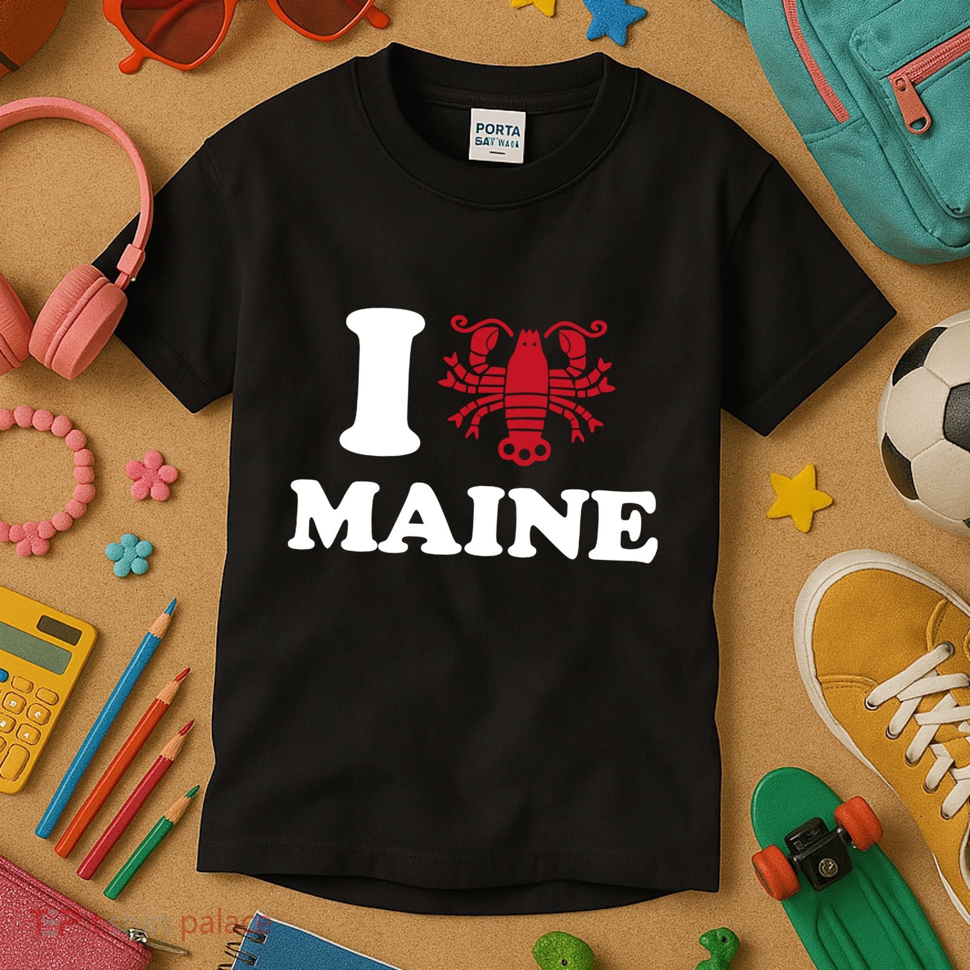 I Love Maine Heart As Lobster Kids T-Shirt