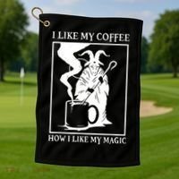 I Like My Coffee How I Like My Magic Golf Towel thumb 1