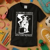 I Like My Coffee How I Like My Magic Kids T-Shirt thumb 3