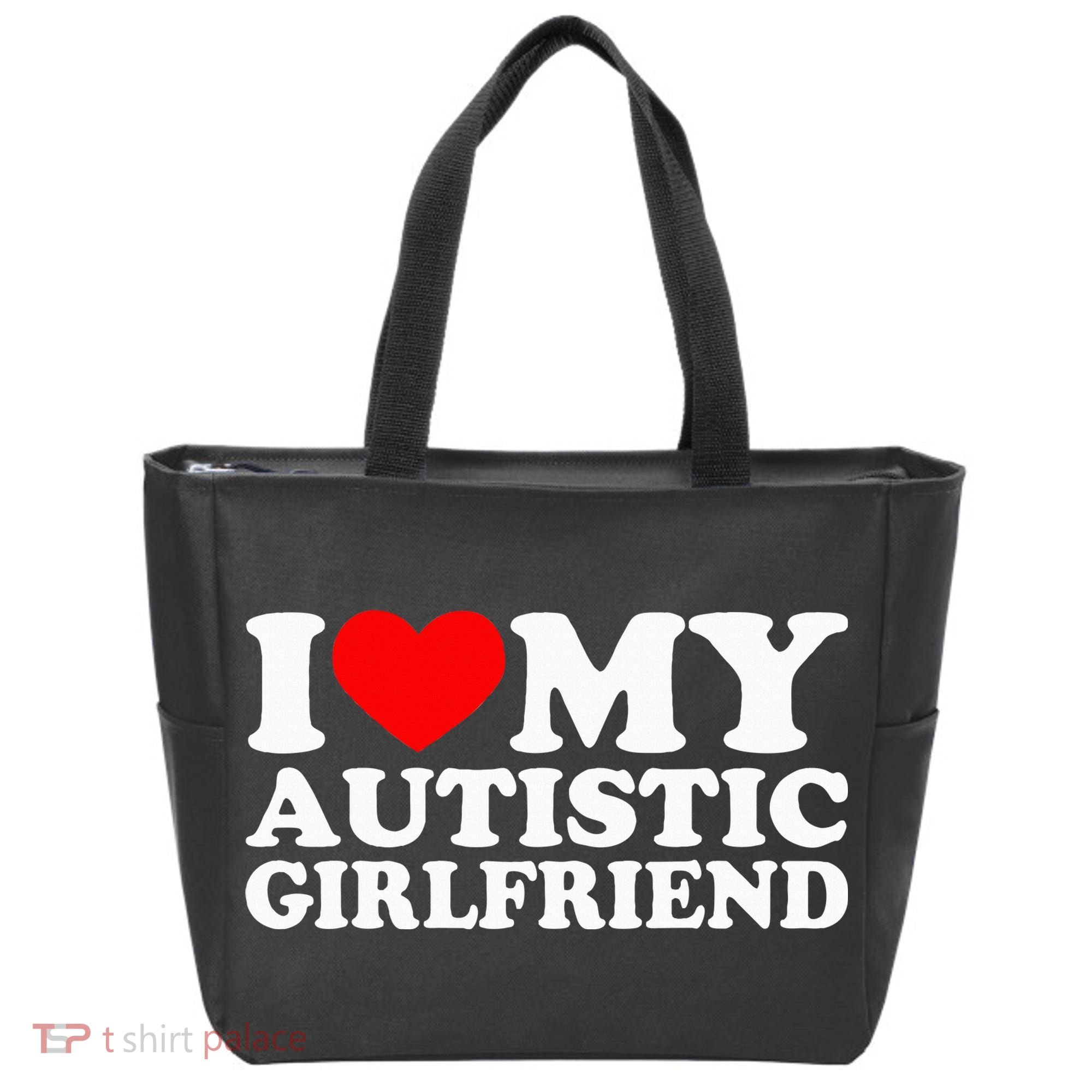 I Love My Autistic Girlfriend I Heart My Gf With Autism Tote Bag