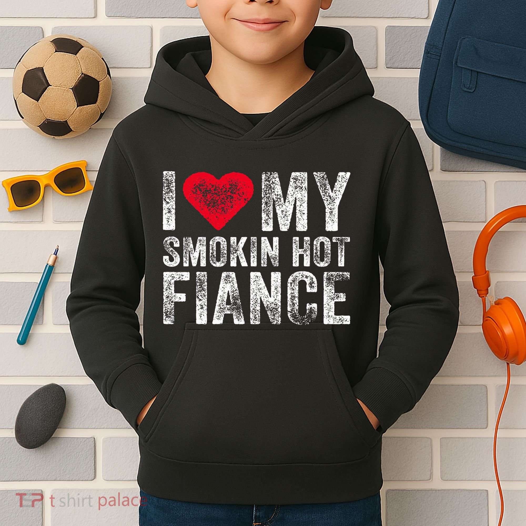 I Love My Smoking Hot Fiance Funny Kids Hoodie