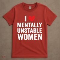 I Love Mentally Unstable Women Funny Ironic Meme T-Shirt thumb 4