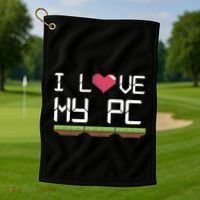 I Love My Pc Gamer Game Playing Computer Play Online Vr Gift Golf Towel thumb 1