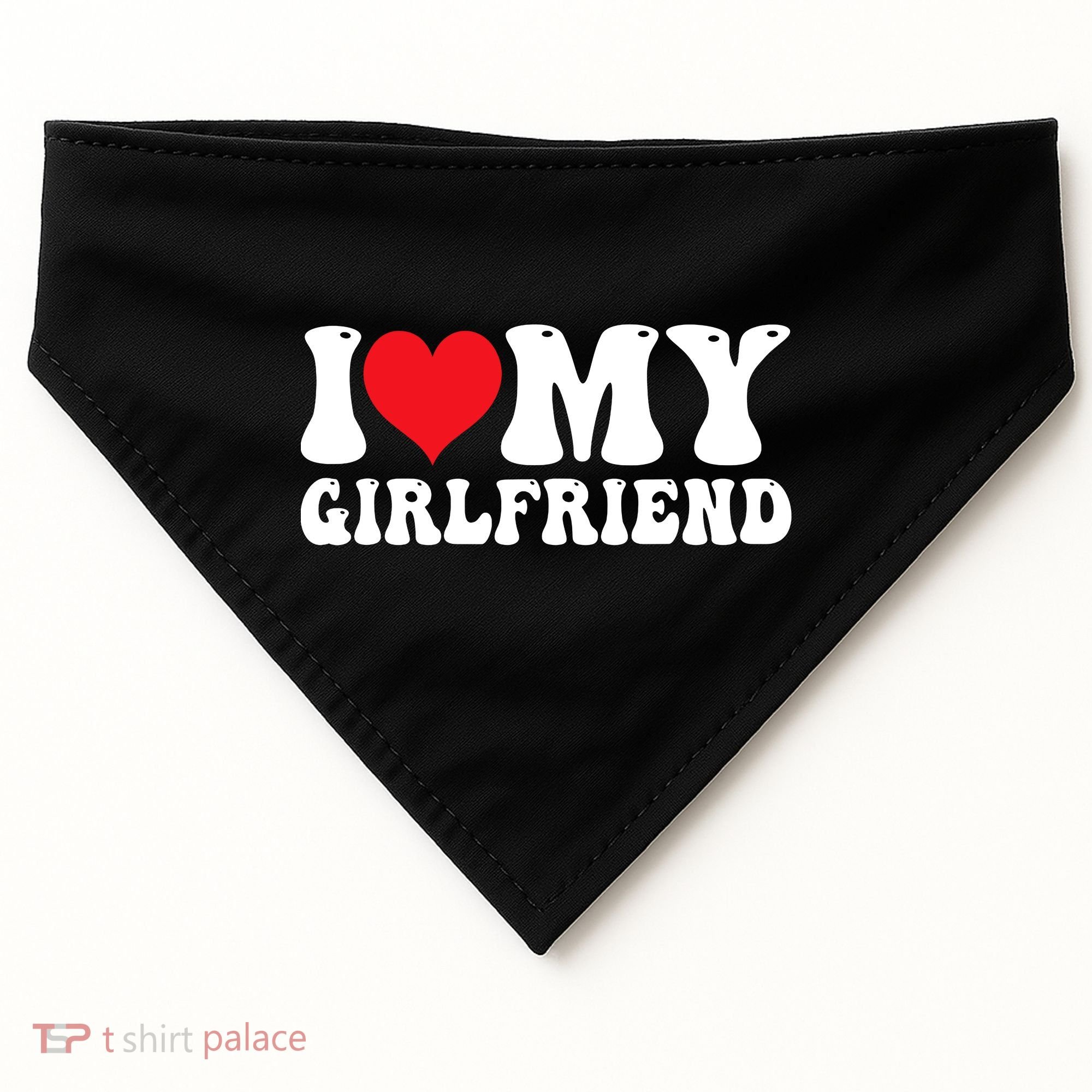 I Love My Girlfriend Heart Boyfriend Couples USA-Made Doggie Bandana