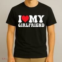 I Love My Girlfriend Heart Boyfriend Couples T-Shirt thumb 3