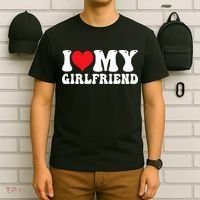 I Love My Girlfriend Heart Boyfriend Couples T-Shirt thumb 6