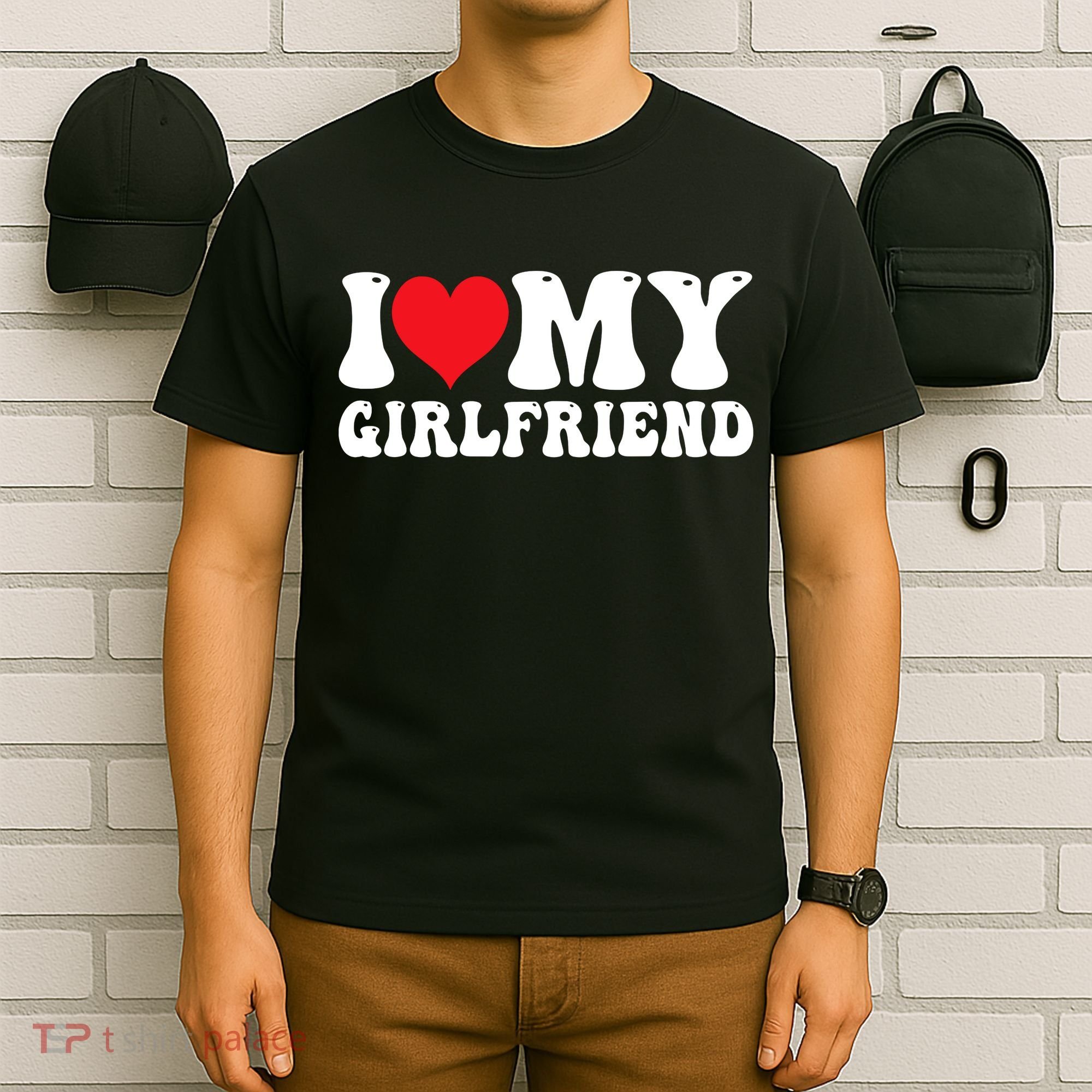 I Love My Girlfriend Heart Boyfriend Couples T-Shirt