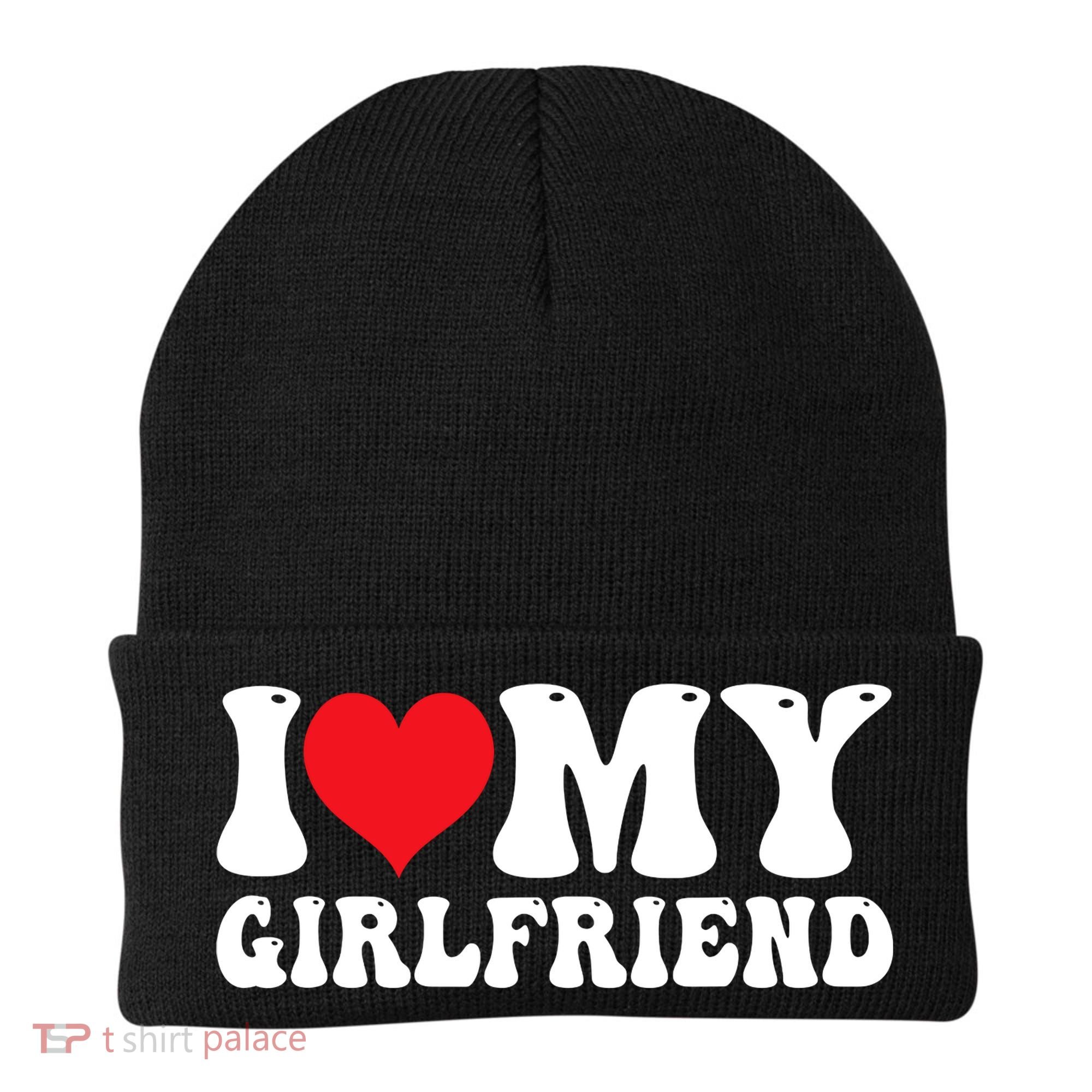 I Love My Girlfriend Heart Boyfriend Couples Beanie