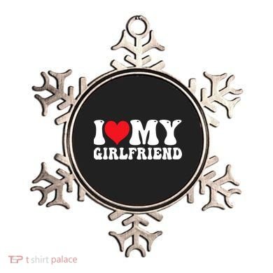 I Love My Girlfriend Heart Boyfriend Couples Ornament