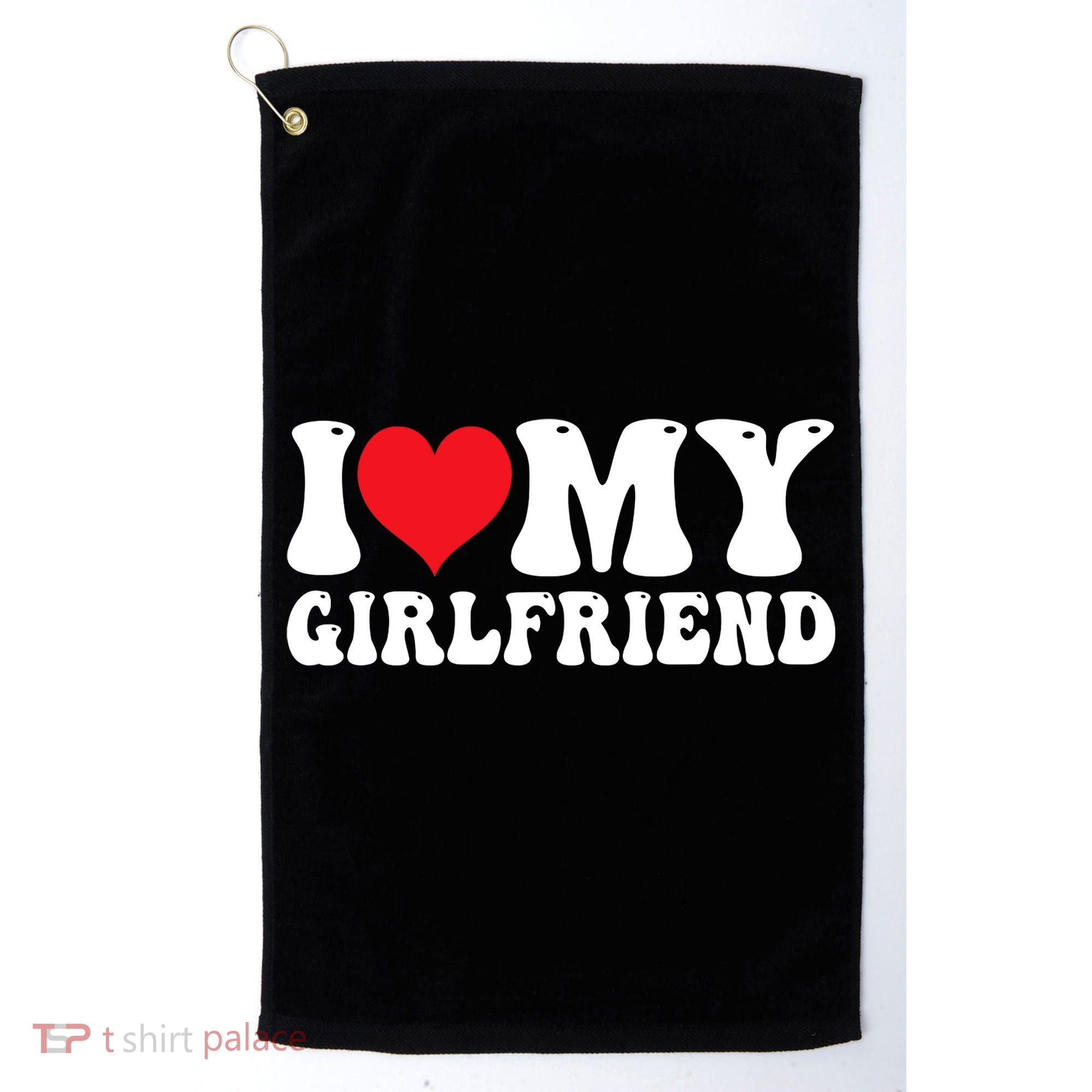 I Love My Girlfriend Heart Boyfriend Couples Golf Towel