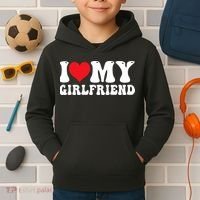 I Love My Girlfriend Heart Boyfriend Couples Kids Hoodie thumb 2