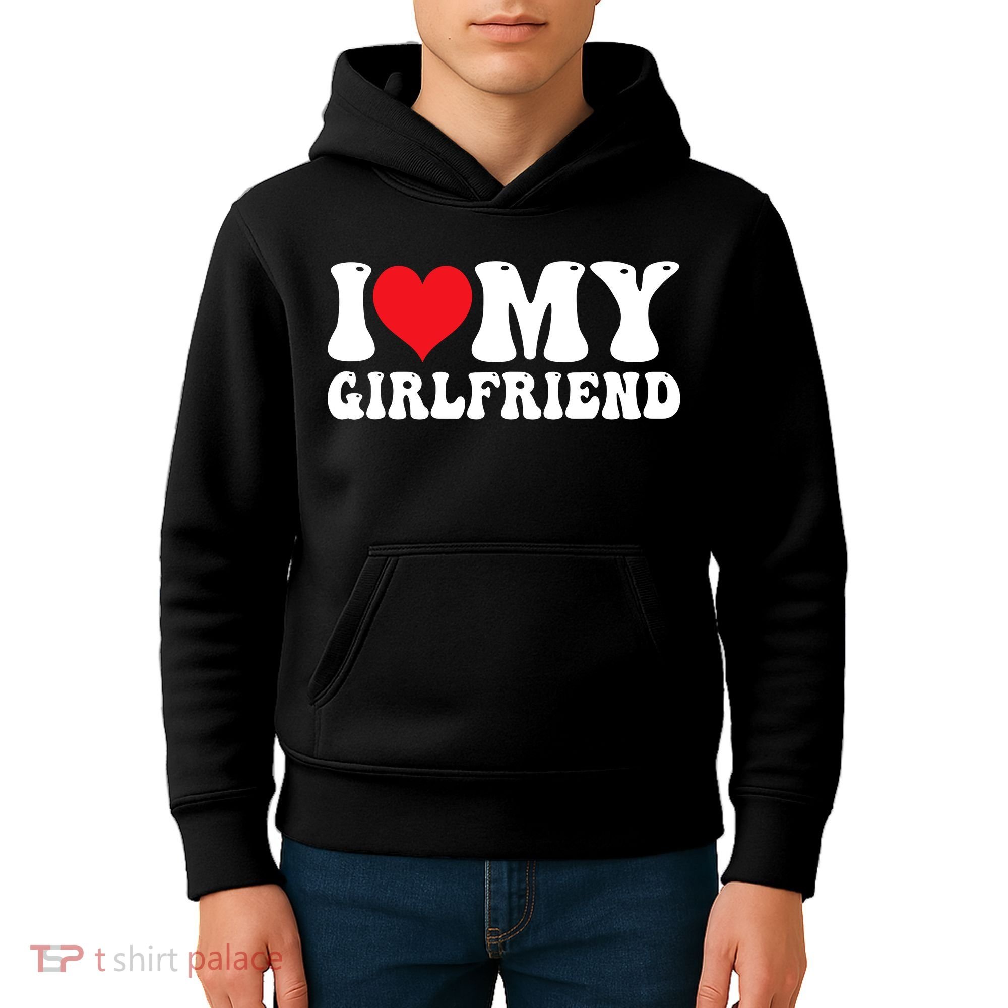 I Love My Girlfriend Heart Boyfriend Couples Kids Hoodie