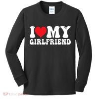 I Love My Girlfriend Heart Boyfriend Couples Kids Long Sleeve Shirt thumb 0