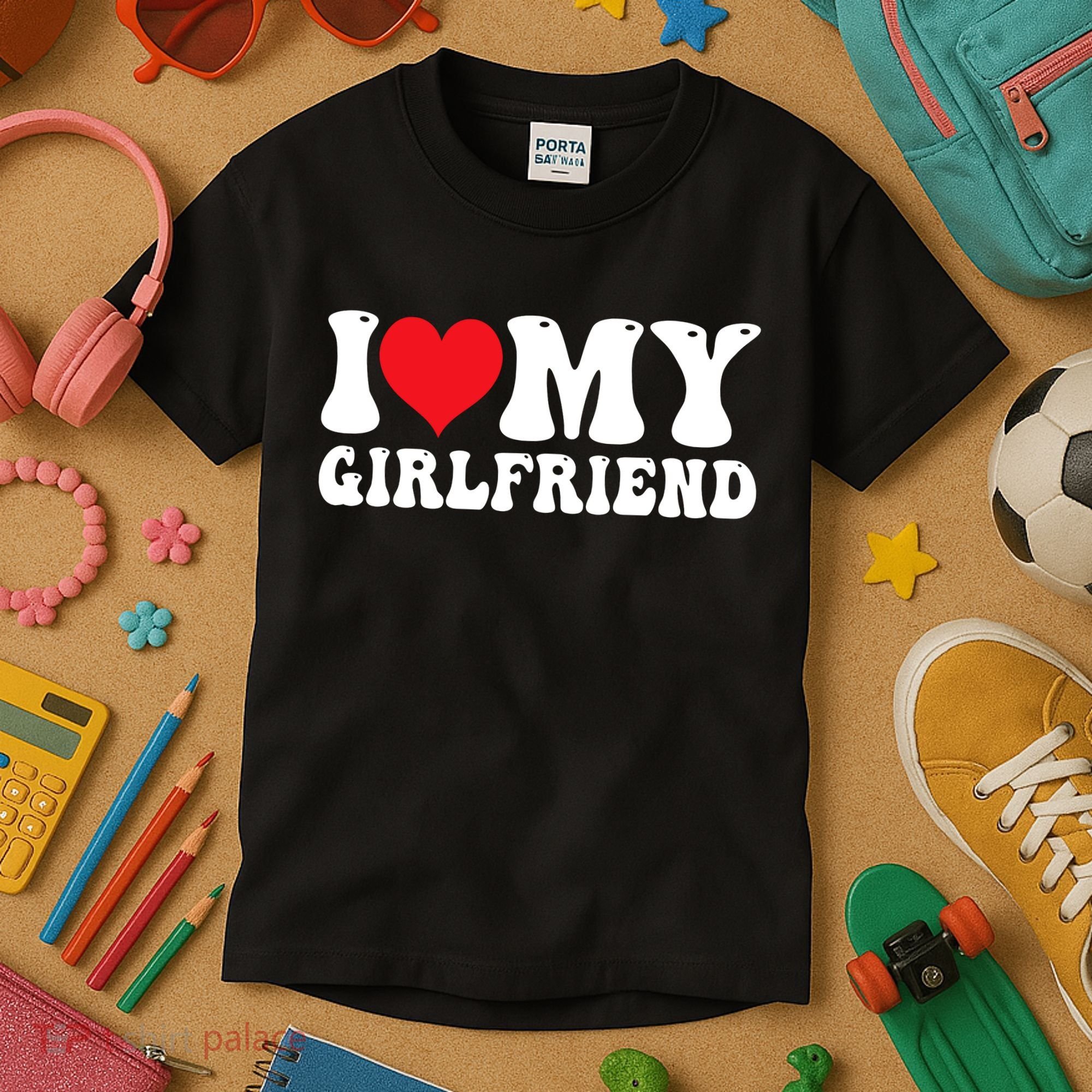 I Love My Girlfriend Heart Boyfriend Couples Kids T-Shirt