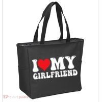 I Love My Girlfriend Heart Boyfriend Couples Tote Bag thumb 2