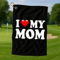 I Love My Mom Golf Towel thumb 1