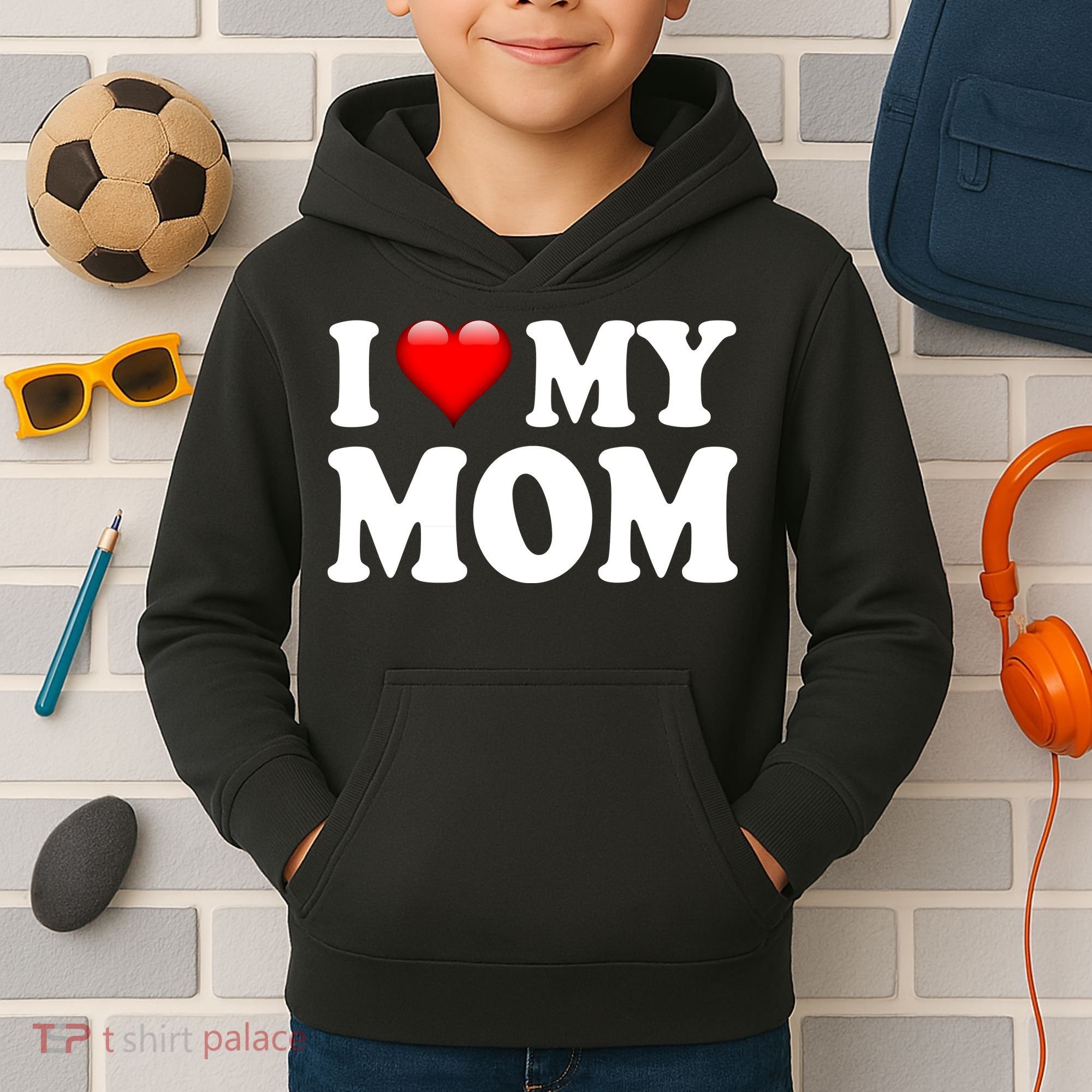 I Love My Mom Kids Hoodie