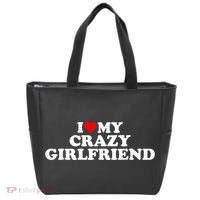 I Love My Crazy Girlfriend GF Red Heart Tote Bag thumb 0
