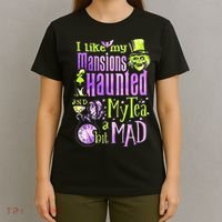 I Like My Mansions Haunted And My Tea A Bit Mad Halloween T-Shirt thumb 4
