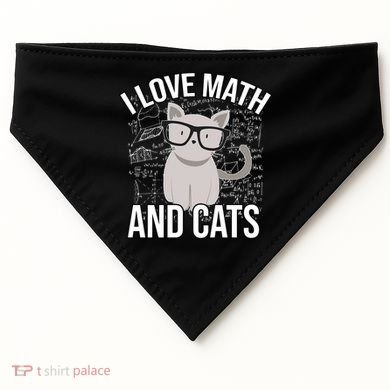 I Love Math And Cats Funny USA-Made Doggie Bandana