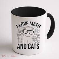 I Love Math And Cats Funny Coffee Mug thumb 1