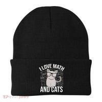 I Love Math And Cats Funny Beanie thumb 0