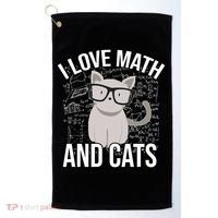 I Love Math And Cats Funny Golf Towel thumb 0