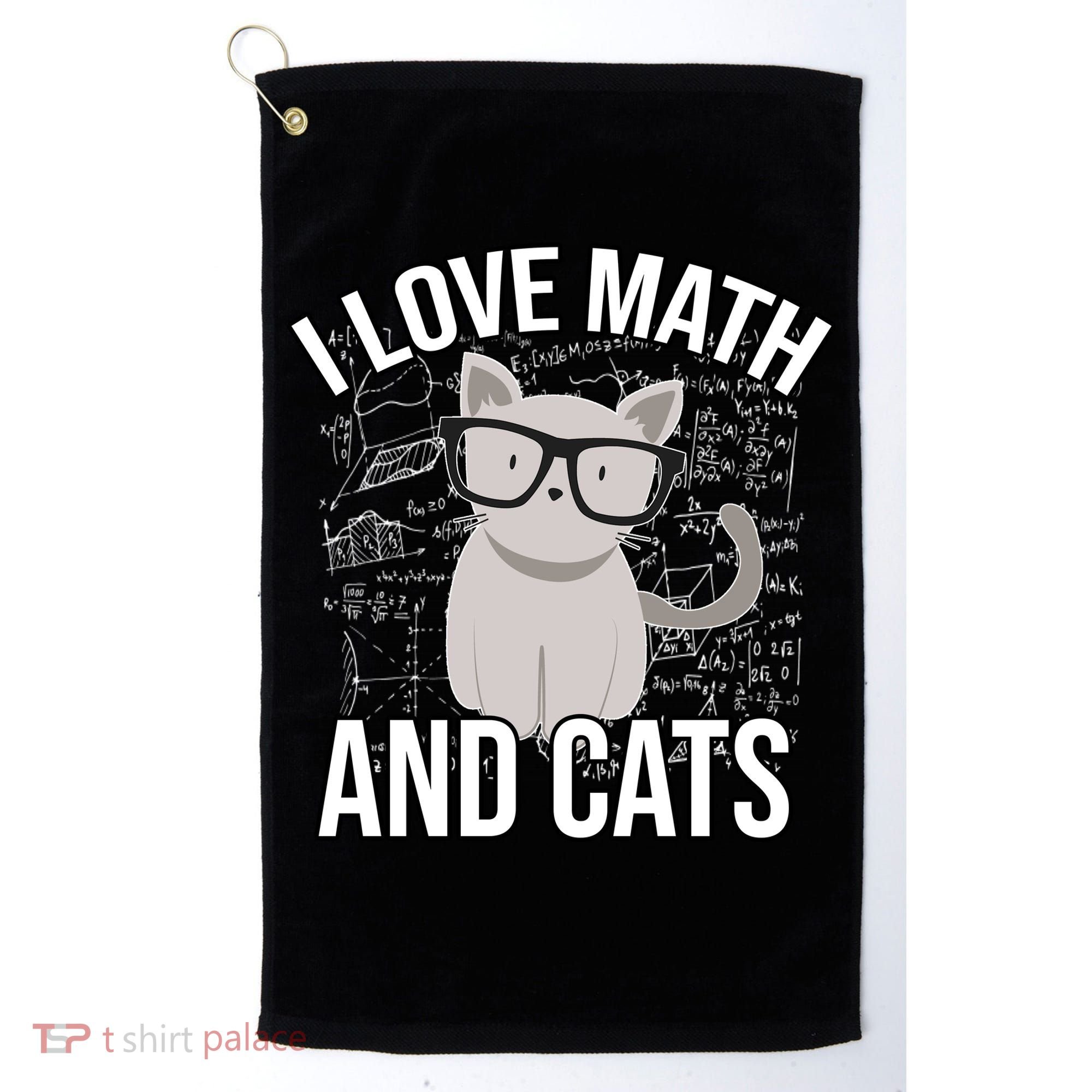 I Love Math And Cats Funny Golf Towel