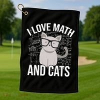 I Love Math And Cats Funny Golf Towel thumb 1