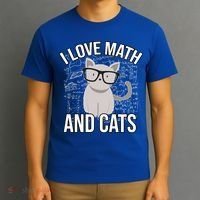 I Love Math And Cats Funny T-Shirt thumb 3