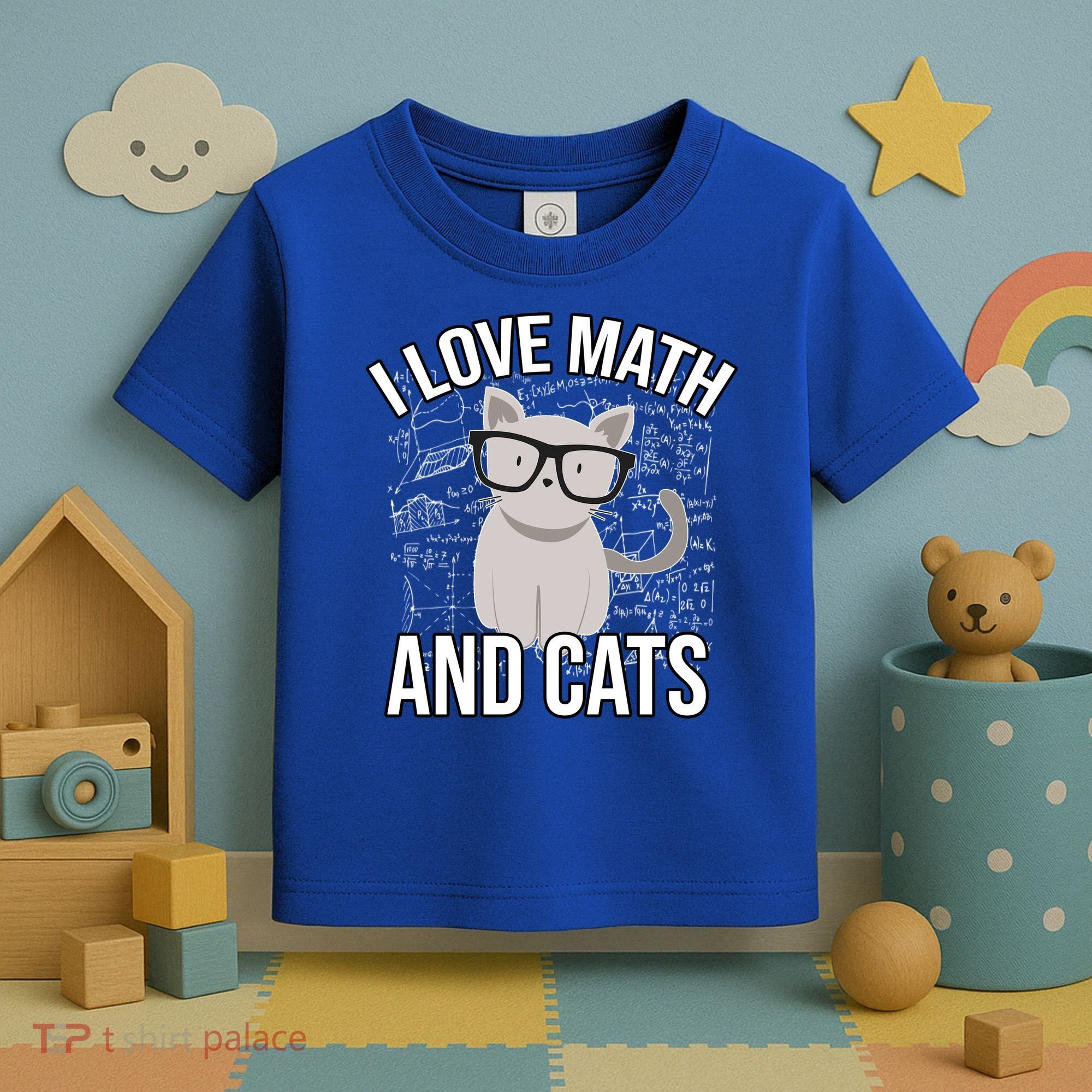 I Love Math And Cats Funny Toddler T-Shirt