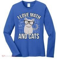 I Love Math And Cats Funny Women's Long Sleeve Shirt thumb 0