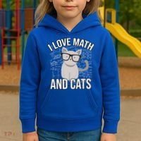 I Love Math And Cats Funny Kids Hoodie thumb 3