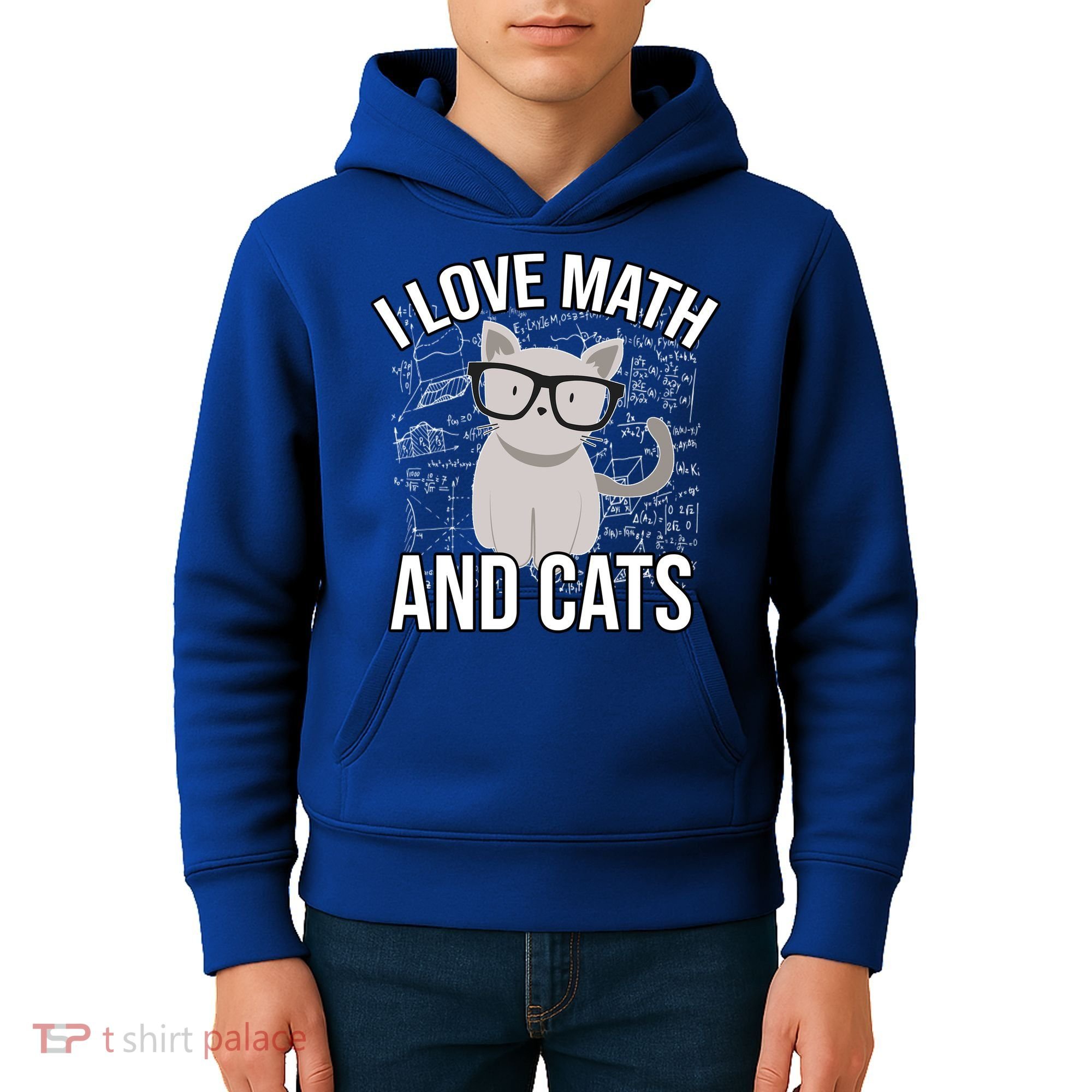 I Love Math And Cats Funny Kids Hoodie