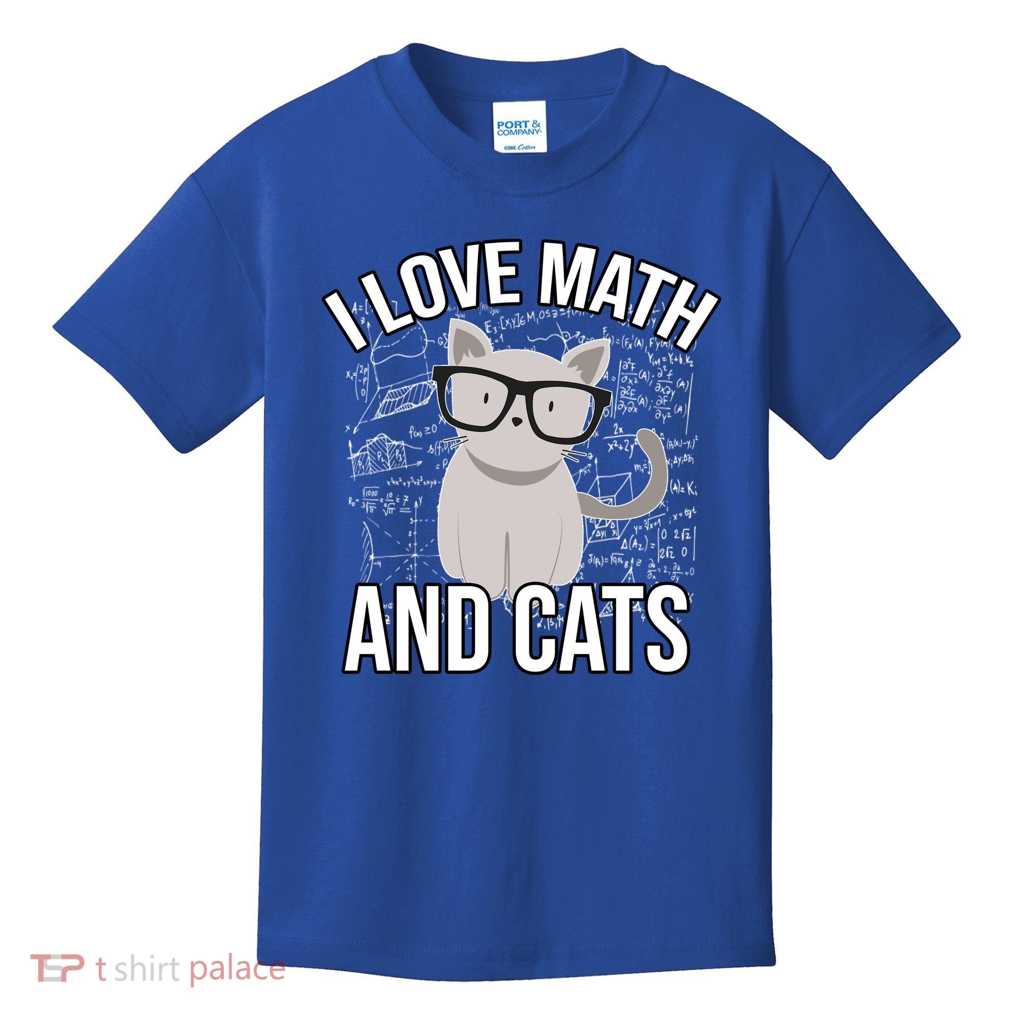 I Love Math And Cats Funny Kids T-Shirt