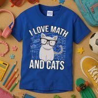 I Love Math And Cats Funny Kids T-Shirt thumb 3