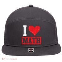 I Love Math Heart Math 7 Panel Mesh Trucker Snapback Hat thumb 0