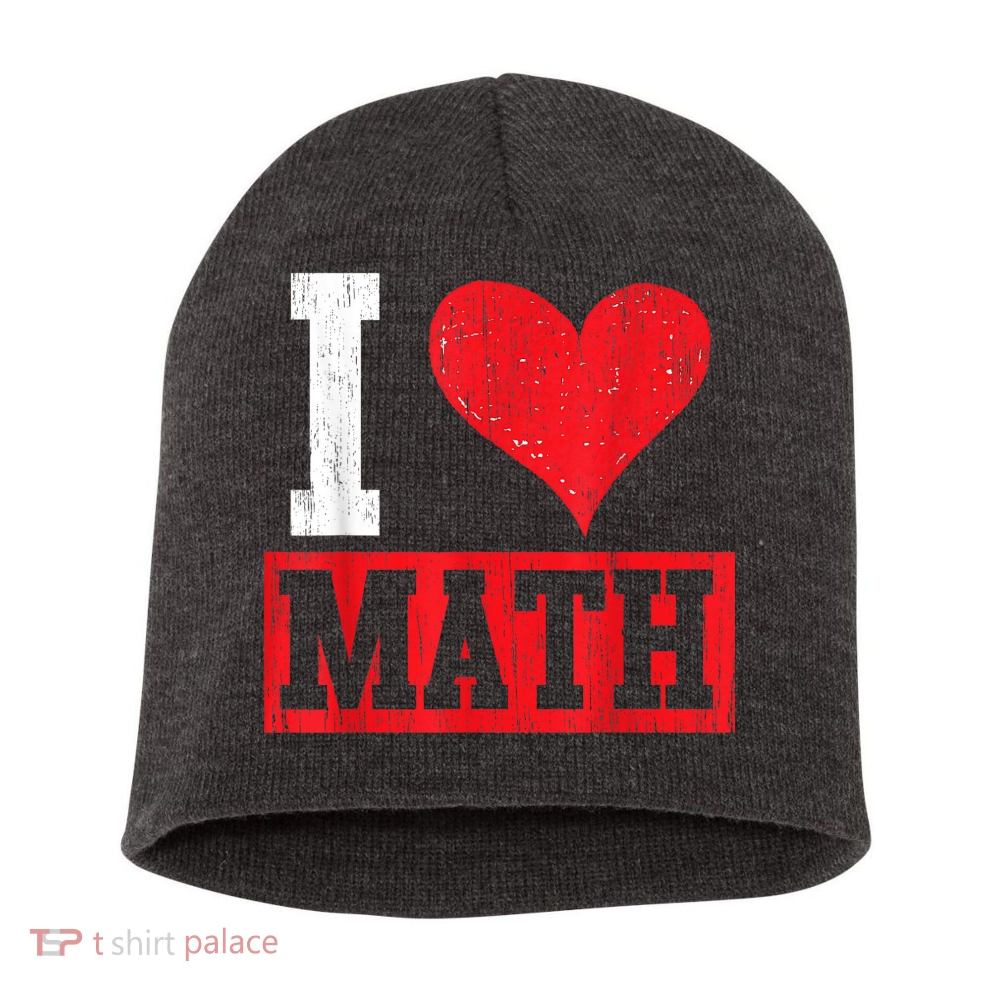 I Love Math Heart Math Short Acrylic Beanie