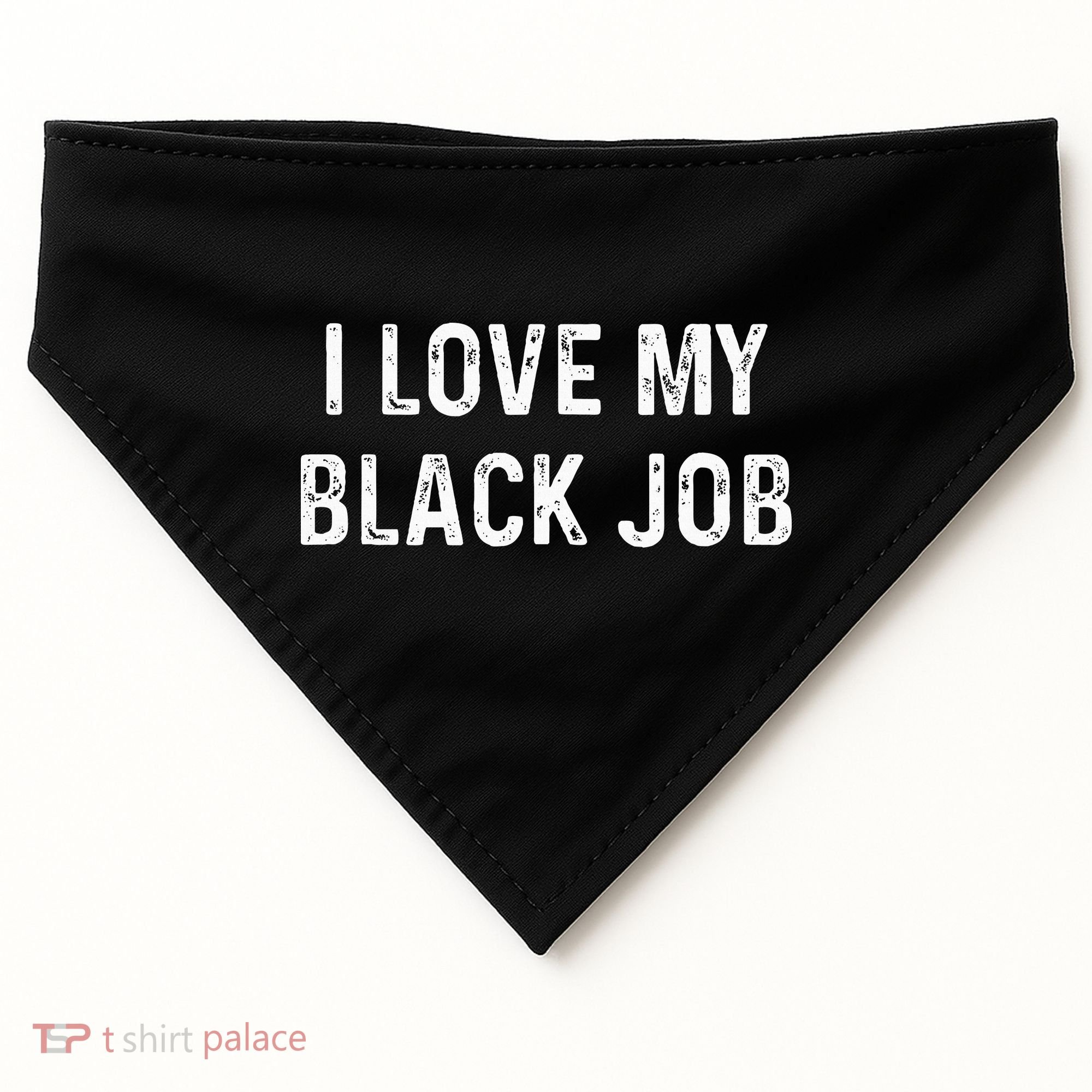 I Love My Black Job Heart Distressed USA-Made Doggie Bandana
