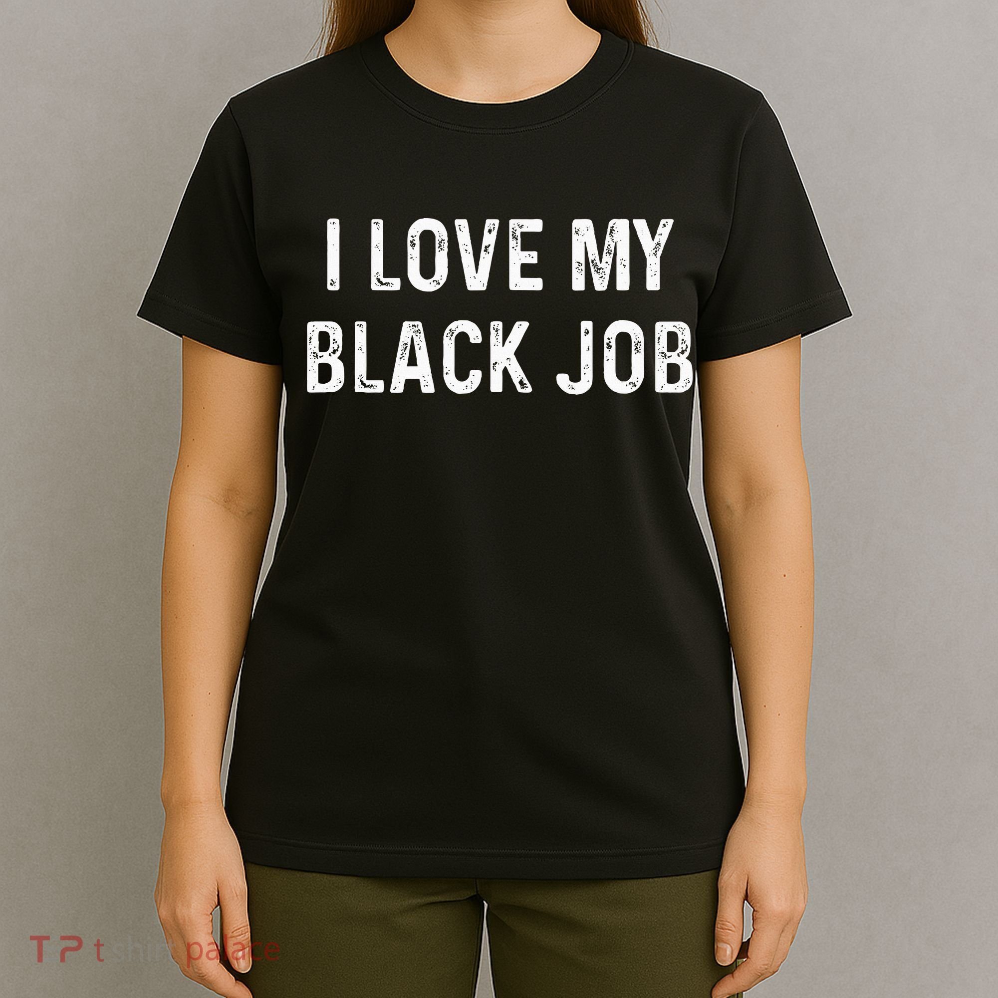 I Love My Black Job Heart Distressed T-Shirt