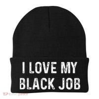 I Love My Black Job Heart Distressed Beanie thumb 0