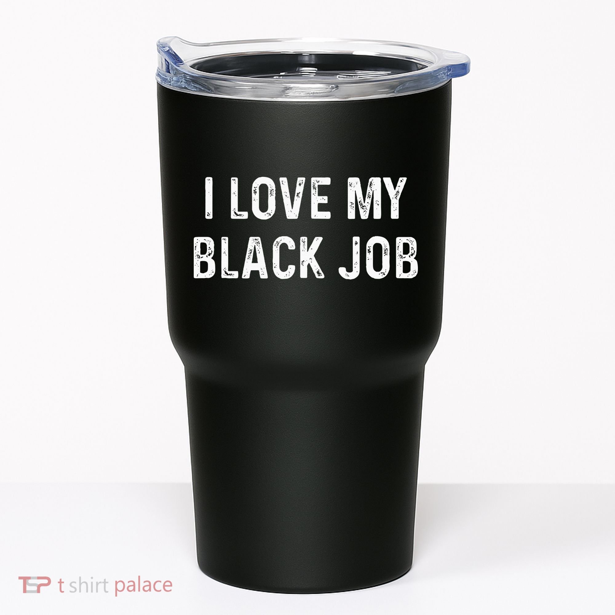 I Love My Black Job Heart Distressed Tumbler