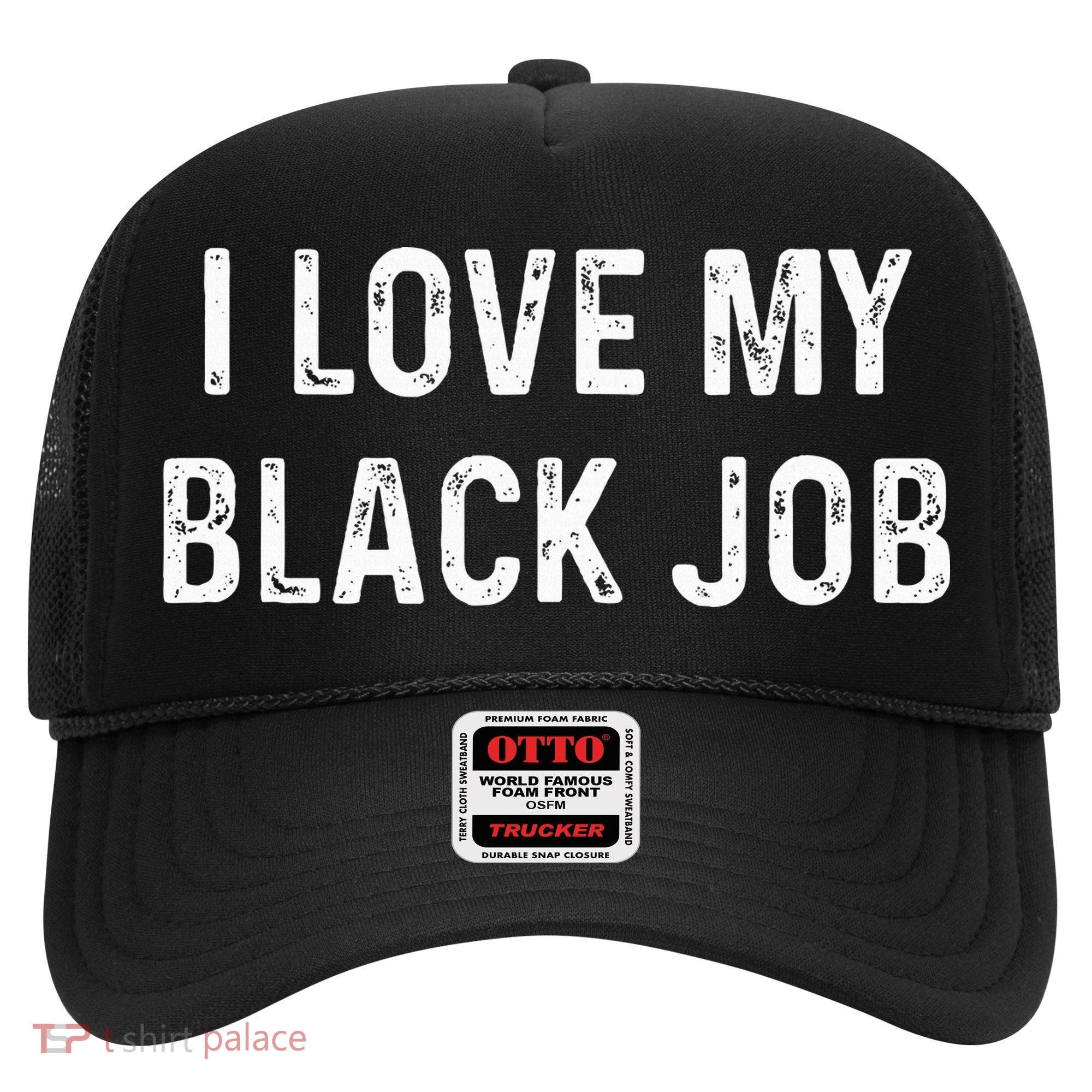 I Love My Black Job Heart Distressed Hat