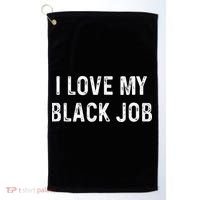 I Love My Black Job Heart Distressed Golf Towel thumb 0