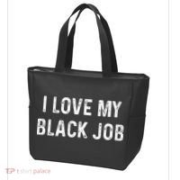 I Love My Black Job Heart Distressed Tote Bag thumb 3