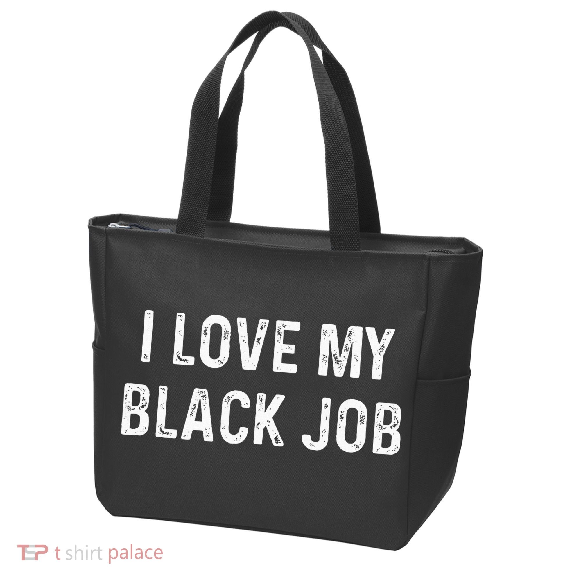 I Love My Black Job Heart Distressed Tote Bag