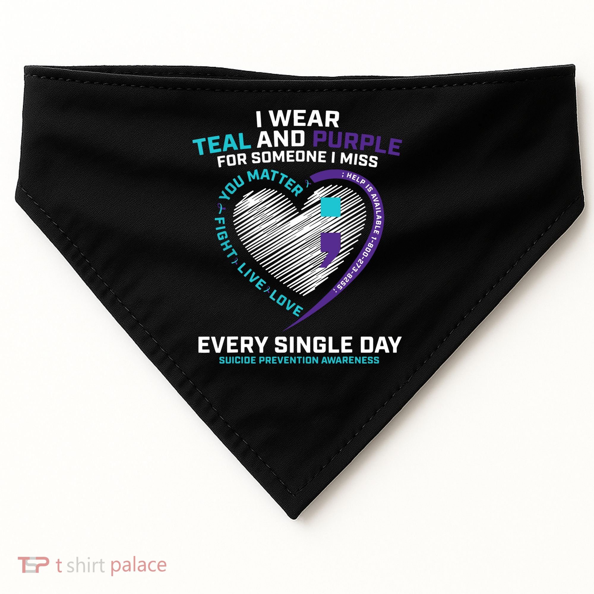 In Loving Memory Semicolon Suicide Prevention Awareness USA-Made Doggie Bandana